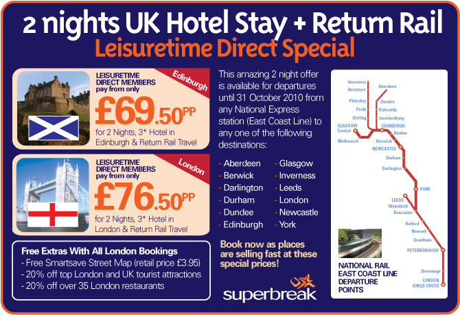 Superbreak Hotel stay & return rail special offer