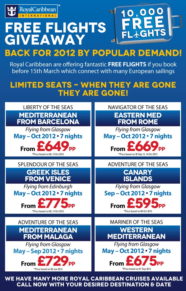 BACK BY POPULAR DEMAND - ROYAL CARIBBEAN FREE FLIGHTS GIVEAWAY!