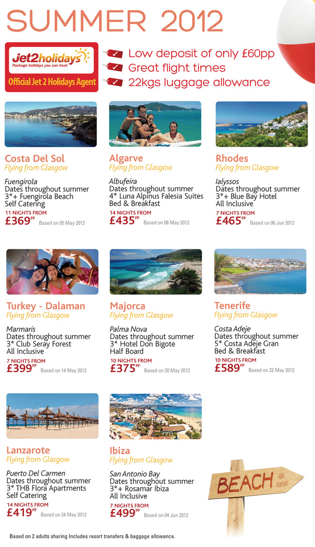 Summer 2012 Holidays from Glasgow