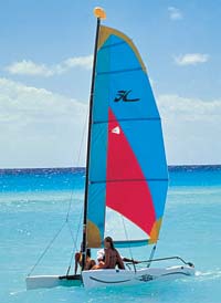 Sailboard sailing along Gala beach